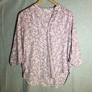 Womens Lush Blouse Work Career Wear Office Pastel Floral Feminine Spring Summer